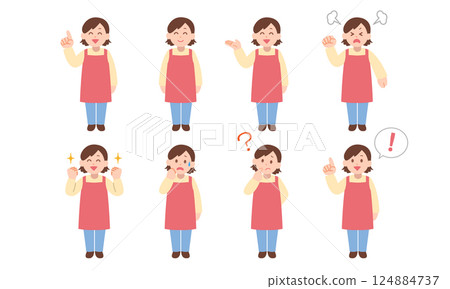 穿著圍裙的婦女的插圖集 穿著圍裙的婦女的插圖集 124884737