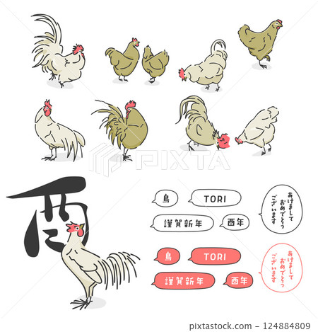 Stylish chicken illustration 124884809