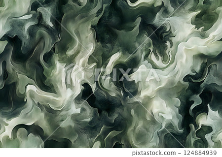 Seamless organic camouflage pattern in varying shades of military green 124884939