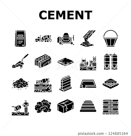 cement concrete construction icons set vector 124885164