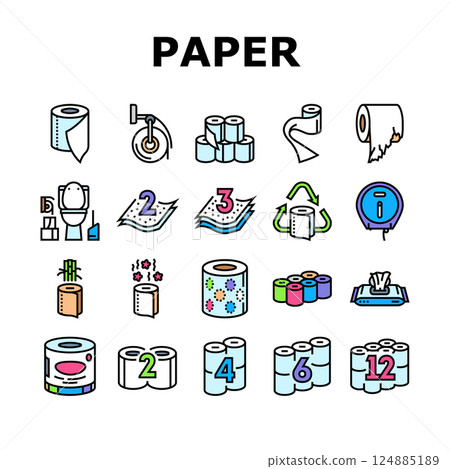 toilet paper tissue roll soft icons set vector 124885189