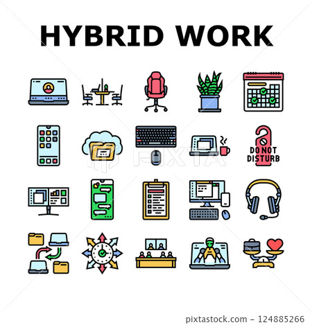 hybrid work model remote icons set vector 124885266
