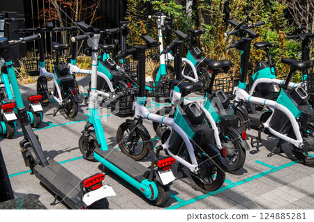 Electric kick scooters and electric assist bicycles 124885281