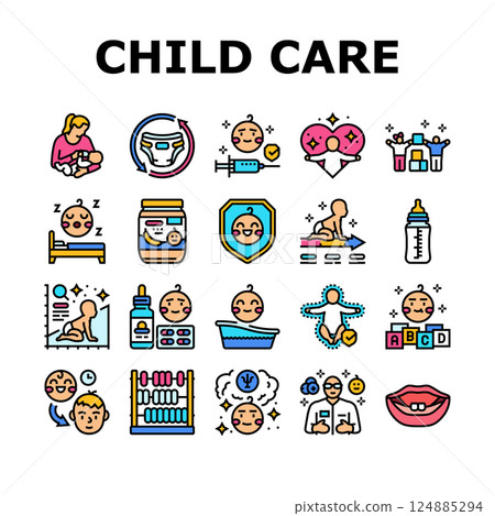 child care nurse pediatric icons set vector child care nurse pediatric icons set vector 124885294