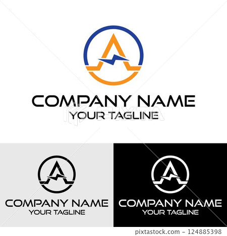 Initial A letter minimal electric vector logo design template Initial A letter minimal electric vector logo design template 124885398