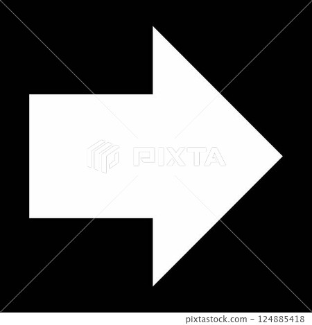 Simple right-facing white arrow on a black background Simple right-facing white arrow on a black background 124885418