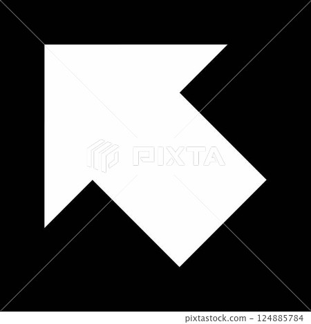 黑色背景上指向左上方的簡單白色箭頭 124885784