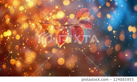 Colorful lanterns illuminate a serene garden during a calm evening gathering Colorful lanterns illuminate a serene garden during a calm evening gathering 124885955