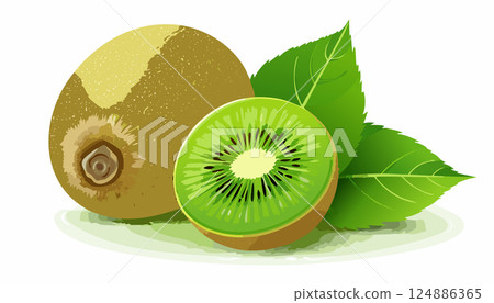 Vector of Fresh kiwi isolated on white background healthy close up. Vector of Fresh kiwi isolated on white background healthy close up. 124886365