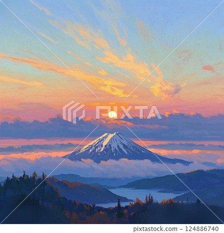 Asahi floating in the sea of clouds 124886740