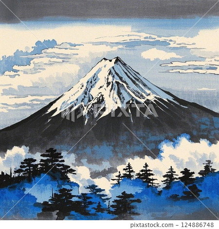 A powerful touch to Mount Fuji 124886748