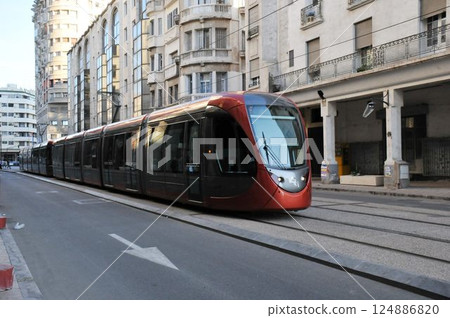 Morocco, Casablanca, tram, streetcar Morocco, Casablanca, tram, streetcar 124886820