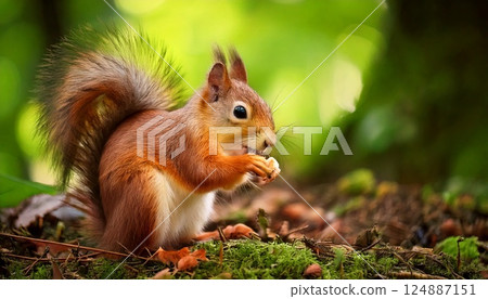 Squirrel eating a nut 124887151