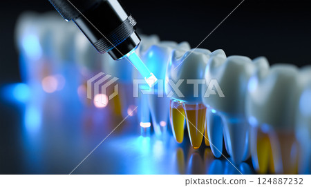 Dental nanorobots performing delicate microsurgery on gum tissue, removing diseased cells 124887232