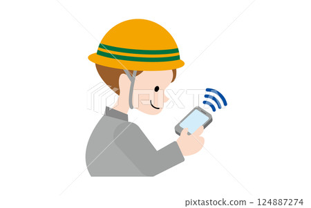 Construction DX illustration smartphone 124887274