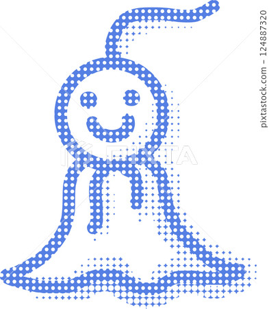 帶有藍色圓點的雨娃娃 124887320