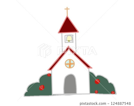 Red church illustration 124887548