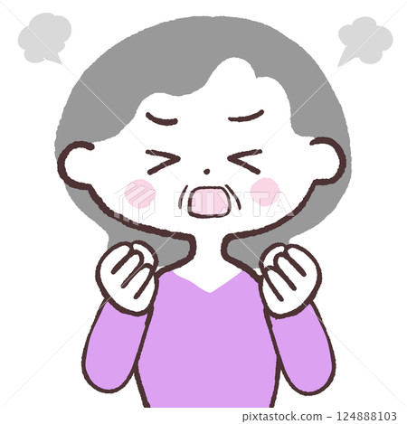 Frustrated senior woman illustration 124888103