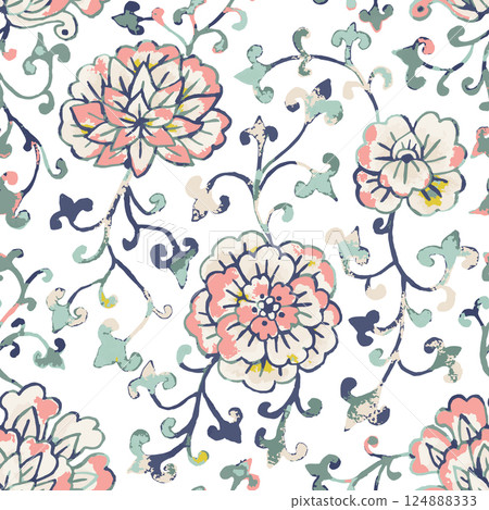 Watercolor style chinoiserie seamless pattern Watercolor style chinoiserie seamless pattern 124888333