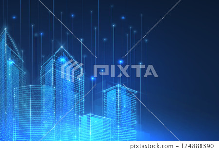 Smart city digital background. Building Technology, Futuristic Architecture. 124888390