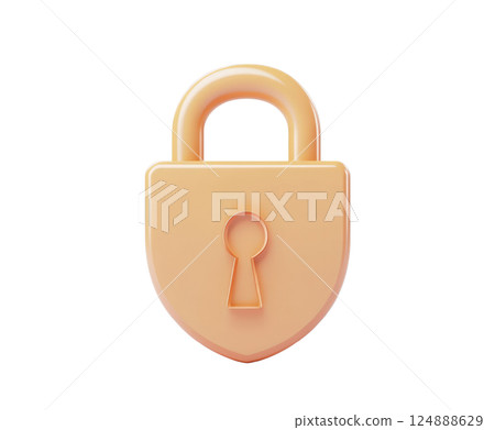 Elegant golden padlock with key hole representing secure digital access data privacy protection and restricted authentication control for sensitive information 124888629