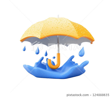 Protective umbrella with hand shielding against heavy rain droplets in a calm serene natural environment  Concept of safety security and resilience in the face of unpredictable weather conditions 124888635