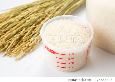 Rice in a measuring cup Rice in a measuring cup 124888802