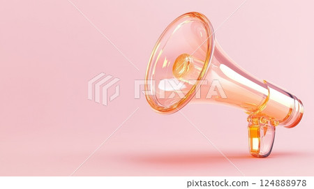 Oversized Retro Megaphone for Promotional Announcements and Marketing Campaigns 124888978