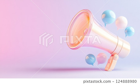 Pastel Colored Megaphone on Plain Studio Background 124888980