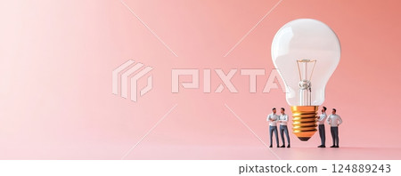 Innovative Business Team Brainstorming New Ideas with Light Bulb Concept 124889243