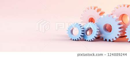 Interconnected Gears Symbolizing Teamwork Progress and Collaborative Solutions Interconnected Gears Symbolizing Teamwork Progress and Collaborative Solutions 124889244