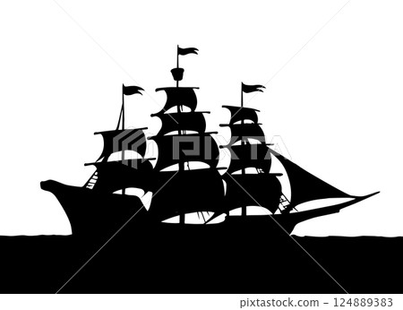 Sailing vessel. Vector drawing ship 124889383