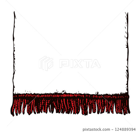 Wide warm shawl. Vector sketch drawing 124889394