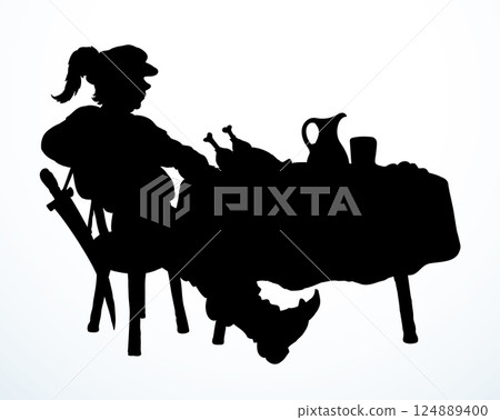 The man at the table. Vector drawing The man at the table. Vector drawing 124889400