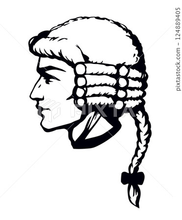 Vintage french wig. Vector drawing Vintage french wig. Vector drawing 124889405
