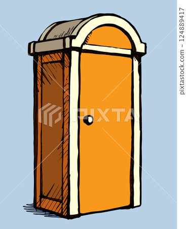 Plastic street toilet. Vector drawing 124889417