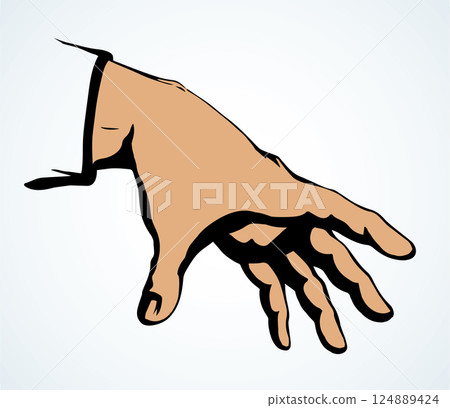 A hand is extended to take. Vector drawing 124889424