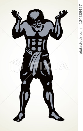 Atlas keeps the earth on their shoulders. Vector drawing silhouette Atlas keeps the earth on their shoulders. Vector drawing silhouette 124889437