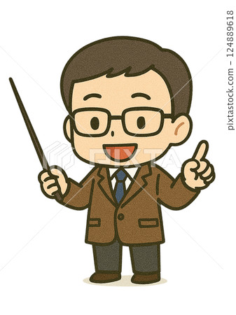 A male architect holding a pointing stick (pointing with a smile) A male architect holding a pointing stick (pointing with a smile) 124889618
