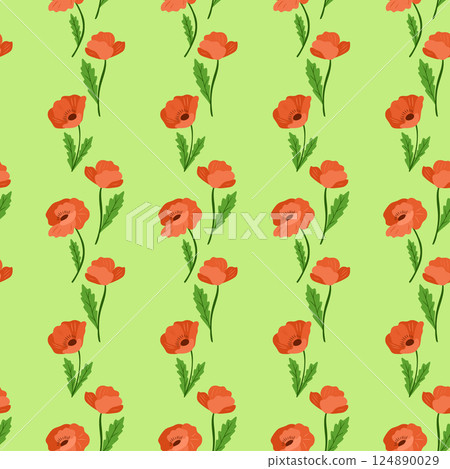 Seamless vector pattern with red poppy flowers Seamless vector pattern with red poppy flowers 124890029