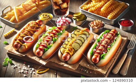 American cuisine, French fries, fast food 124890310