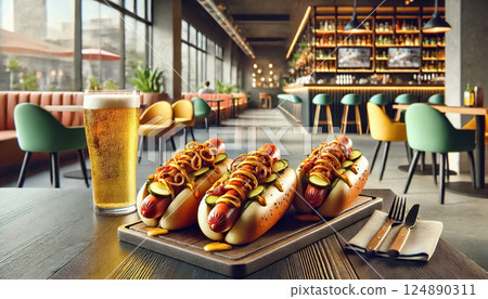American cuisine, beer, fast food 124890311