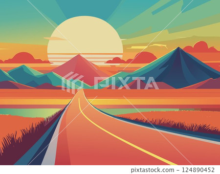 帶有美式風格圖像的流行多彩背景材料 2 124890452