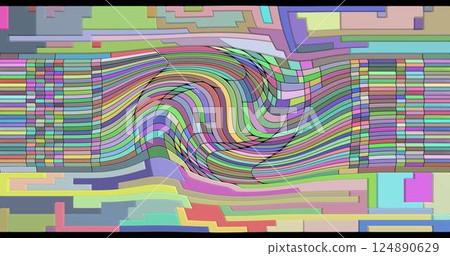 Abstract image of wavy rectangles of different colors. Vector illustration. 124890629
