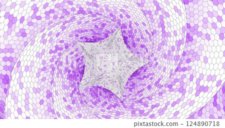 The swirling surface, composed of multi-colored hexagons, creates a bright and dynamic pattern, attracting attention with its depth and variety of colors. Vector illustration 124890718