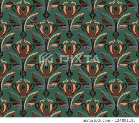 seamless pattern with flowers 124891195