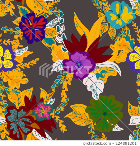seamless pattern with flowers 124891201