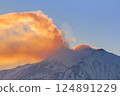 Mount Etna volcano at sunset 124891229