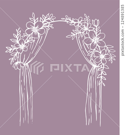 wedding arch decorated with flowers. vector illustration in sketch style wedding arch decorated with flowers. vector illustration in sketch style 124891385
