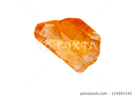 Lemurian Crystal mineral stone a white background 124891543